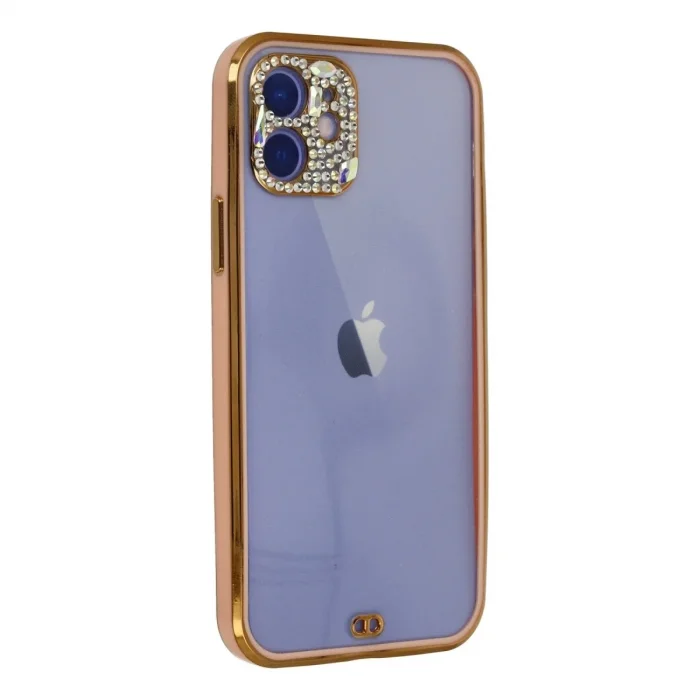 Apple İphone 12 Kılıf Liva Taşlı Silikon - Pembe