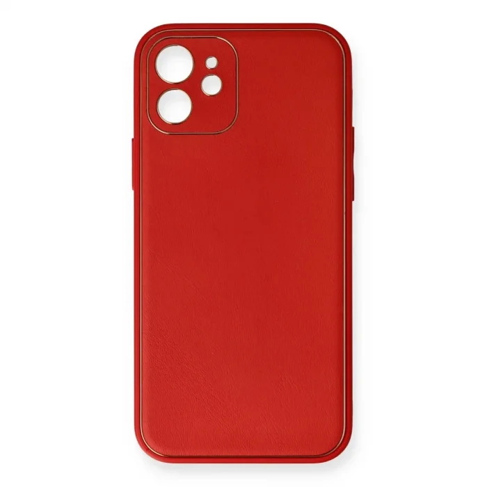 İphone 12 Mini Kılıf Coco Deri Silikon Kapak - Kırmızı