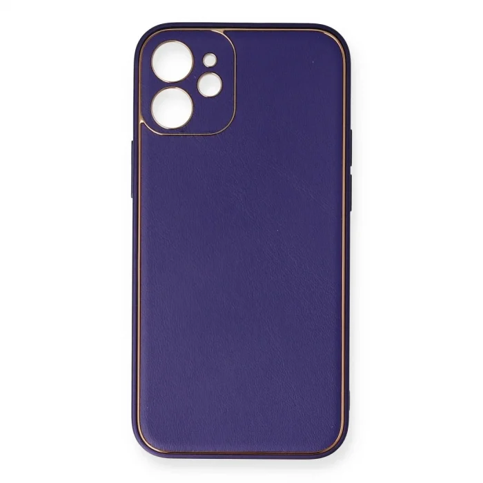 İphone 12 Mini Kılıf Coco Deri Silikon Kapak - Mor