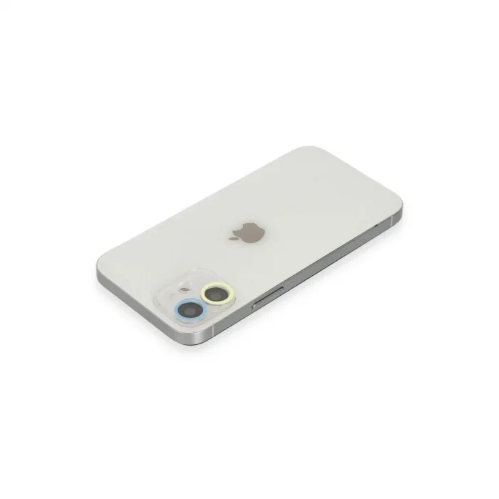 Apple İphone 12 Mini Renkli Kamera Lens Koruma Cam - Sarı-mavi