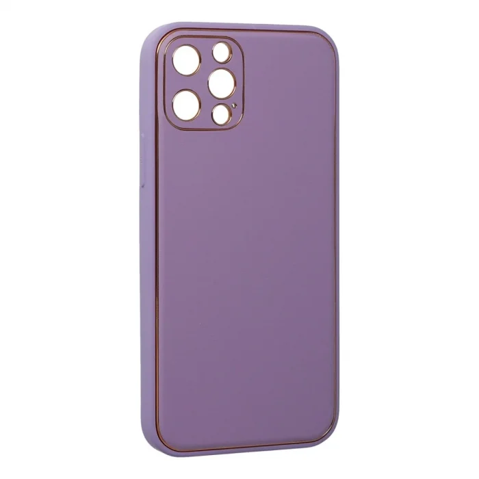İphone 12 Pro Kılıf Coco Deri Silikon Kapak - Lila