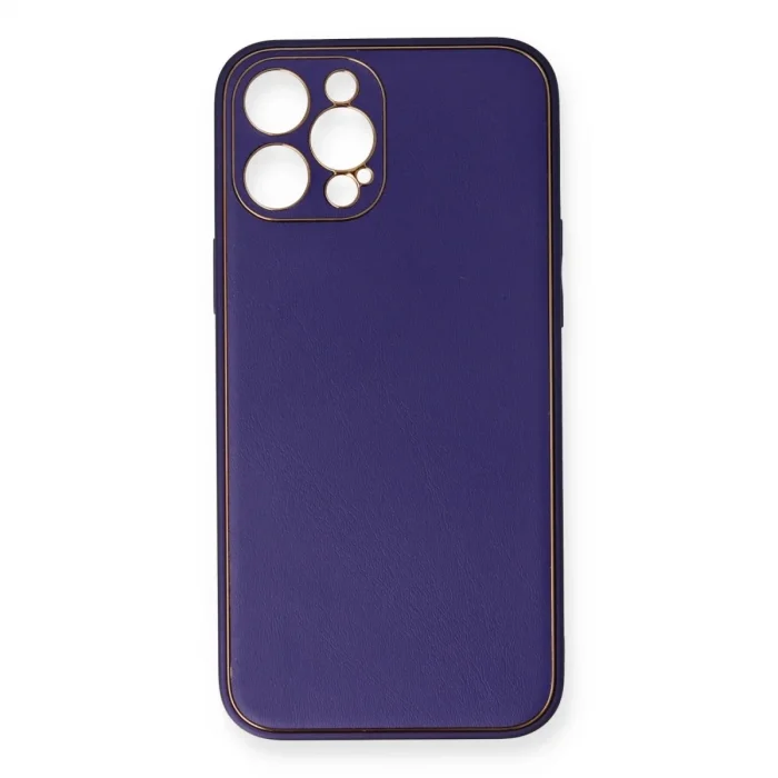 İphone 12 Pro Kılıf Coco Deri Silikon Kapak - Mor