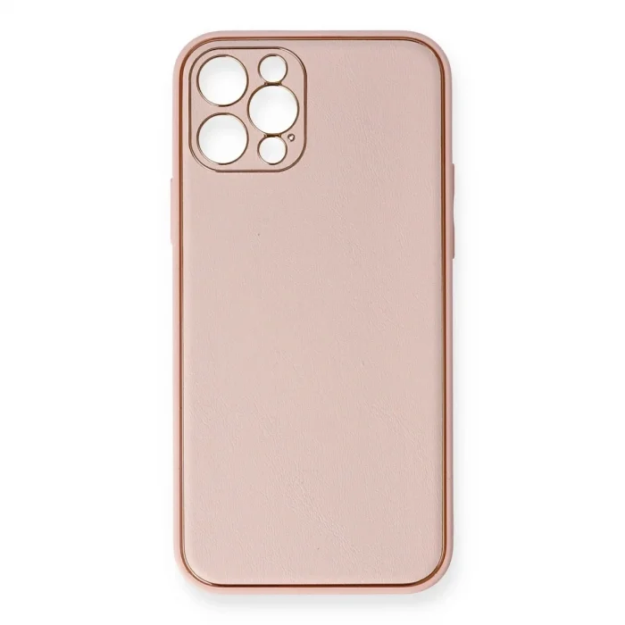 İphone 12 Pro Kılıf Coco Deri Silikon Kapak - Pembe
