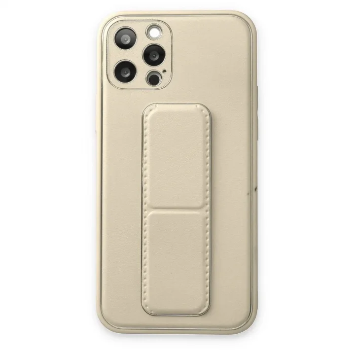 İphone 12 Pro Kılıf Coco Deri Standlı Kapak - Beyaz