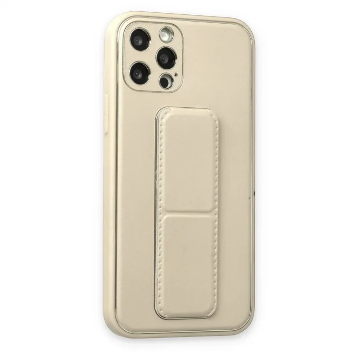 İphone 12 Pro Kılıf Coco Deri Standlı Kapak - Beyaz