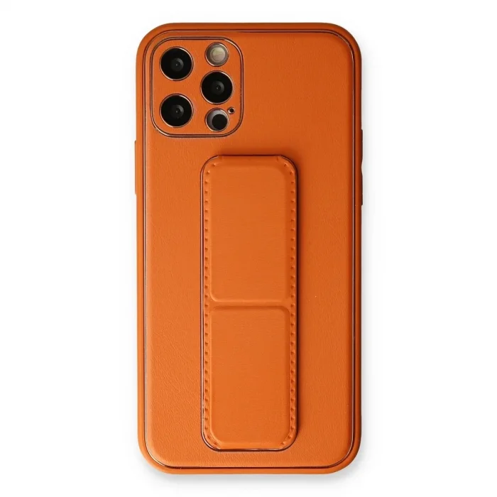 Apple İphone 12 Pro Kılıf Coco Deri Standlı Kapak - Turuncu
