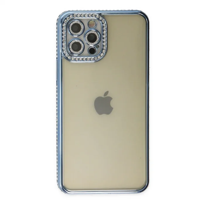 Apple İphone 12 Pro Kılıf Joke Taşlı Silikon - Mavi