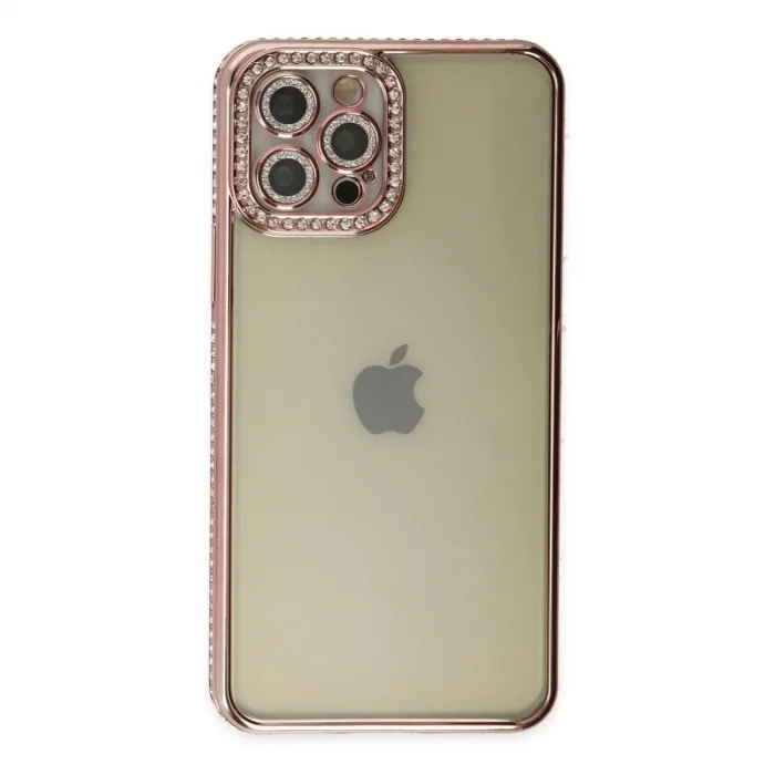 Apple İphone 12 Pro Kılıf Joke Taşlı Silikon - Pembe