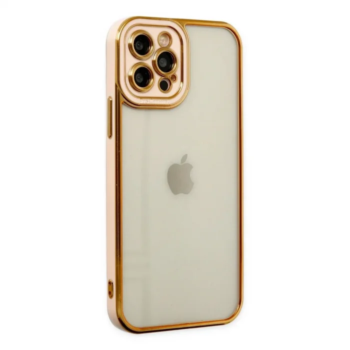 İphone 12 Pro Kılıf Liva Lens Silikon - Rose