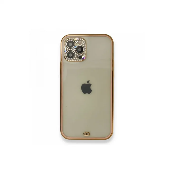 Apple İphone 12 Pro Kılıf Liva Taşlı Silikon - Pembe