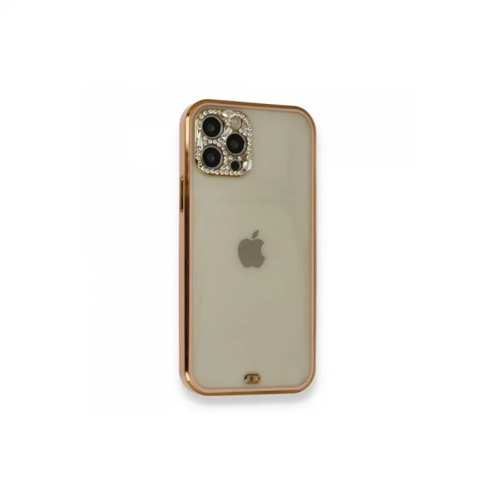 Apple İphone 12 Pro Kılıf Liva Taşlı Silikon - Pembe