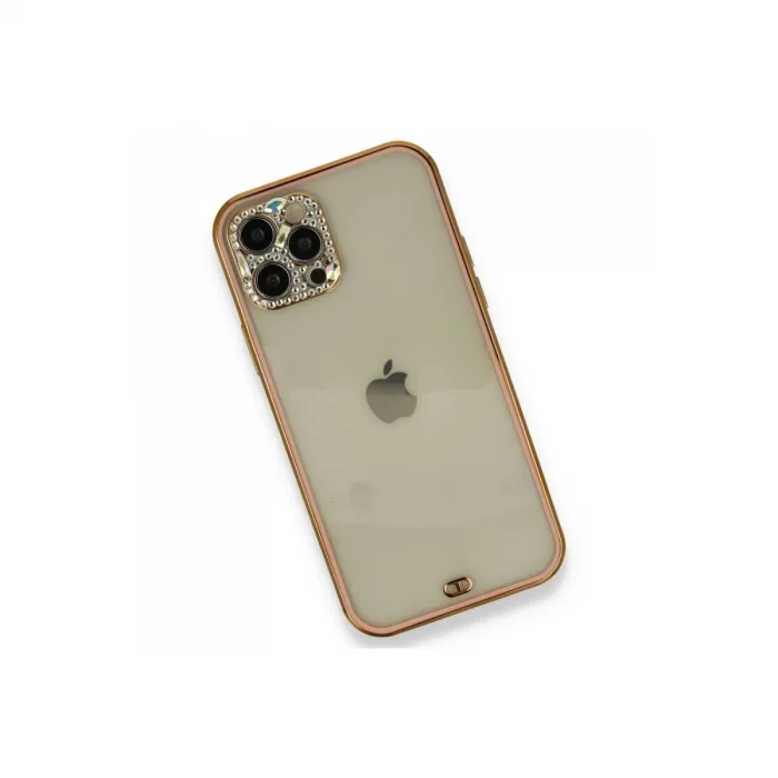 Apple İphone 12 Pro Kılıf Liva Taşlı Silikon - Pembe
