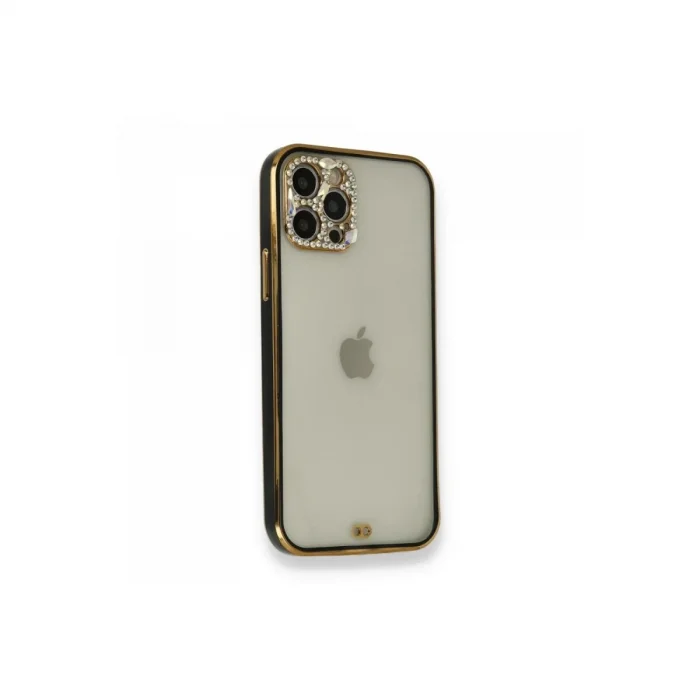 Apple İphone 12 Pro Kılıf Liva Taşlı Silikon - Siyah