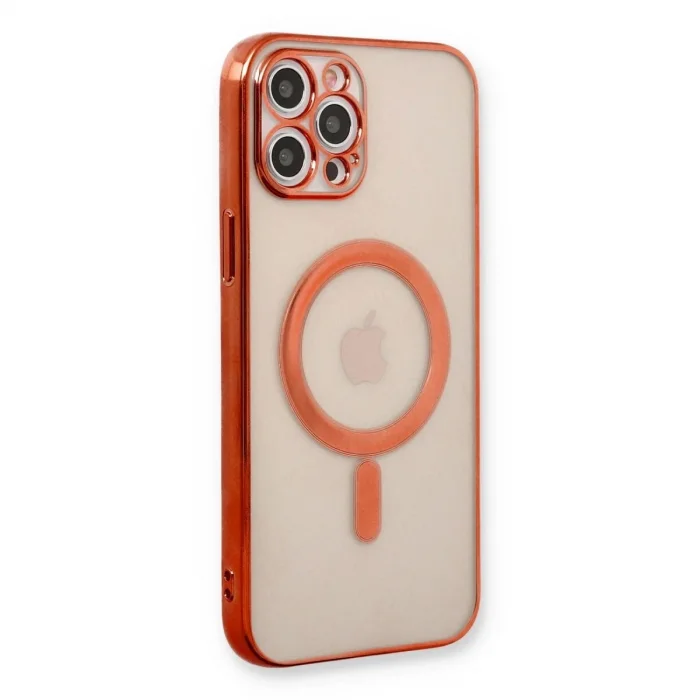 İphone 12 Pro Kılıf Magneticsafe Lazer Silikon - Kırmızı