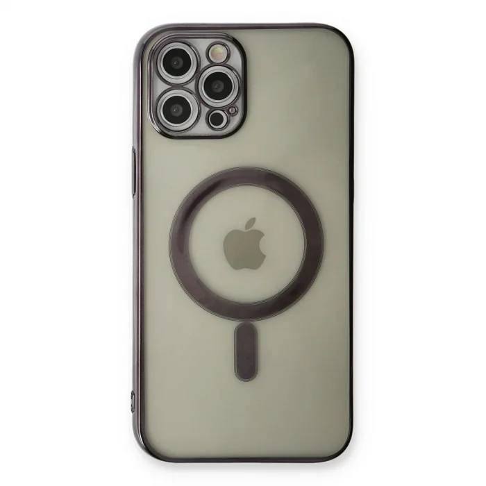 İphone 12 Pro Kılıf Magneticsafe Lazer Silikon - Siyah