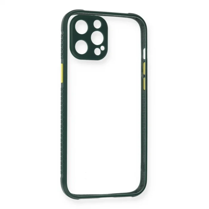 İphone 12 Pro Kılıf Miami Şeffaf Silikon - Koyu Yeşil