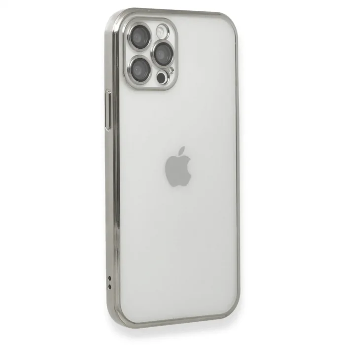 Apple İphone 12 Pro Kılıf Razer Lensli Silikon - Gümüş