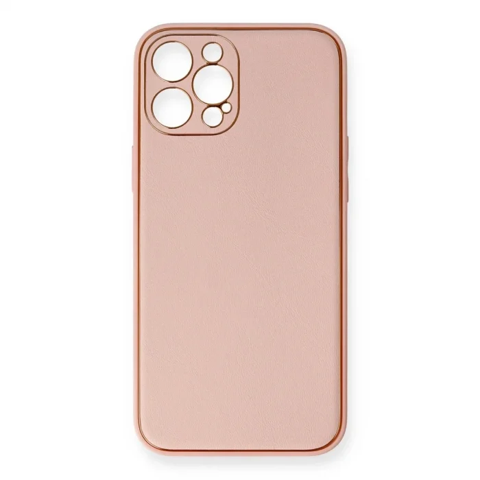 İphone 12 Pro Max Kılıf Coco Deri Silikon Kapak - Pembe