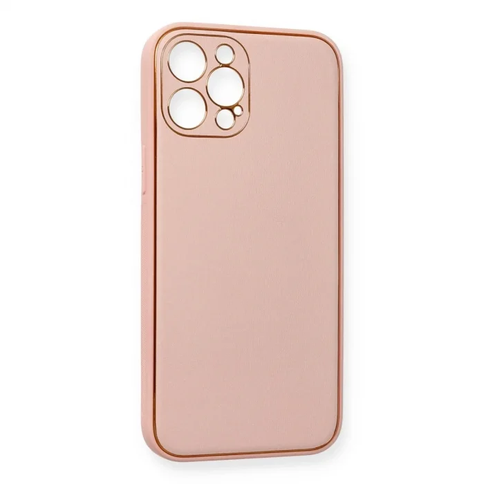 İphone 12 Pro Max Kılıf Coco Deri Silikon Kapak - Pembe