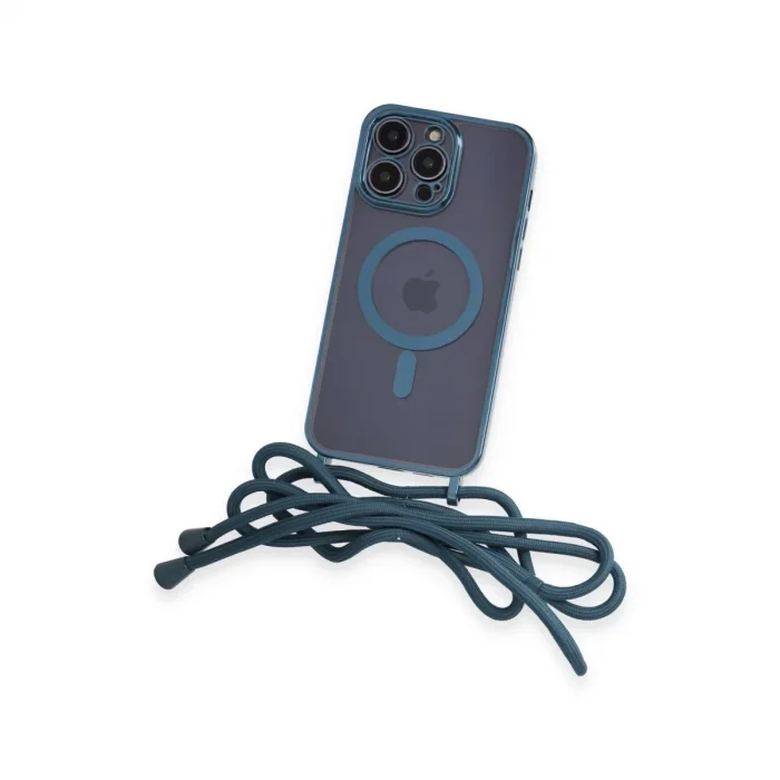 Apple İphone 12 Pro Max Kılıf Divo Lazer Askılı Magsafe Kapak - Sierra Blue