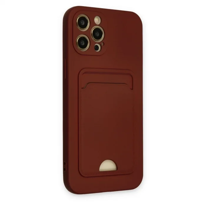 Apple İphone 12 Pro Max Kılıf Kelvin Kartvizitli Silikon - Bordo
