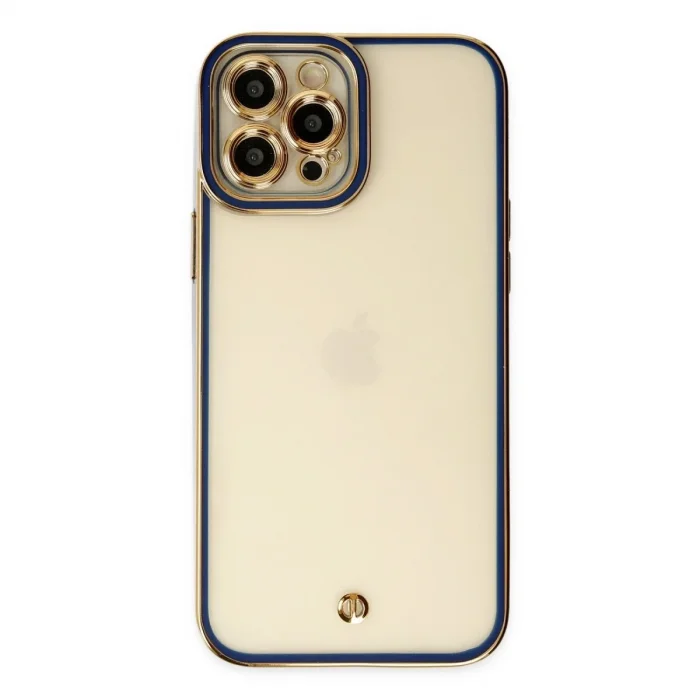 İphone 12 Pro Max Kılıf Liva Lens Silikon - Mavi