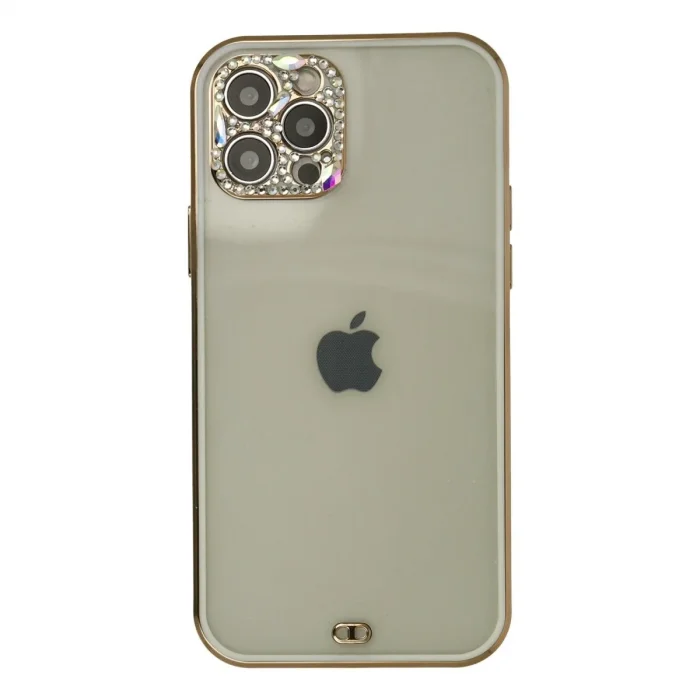 Apple İphone 12 Pro Max Kılıf Liva Taşlı Silikon - Beyaz