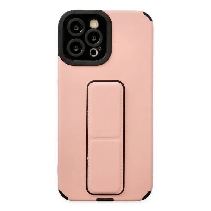 Apple İphone 12 Pro Max Kılıf Mega Standlı Silikon - Pudra