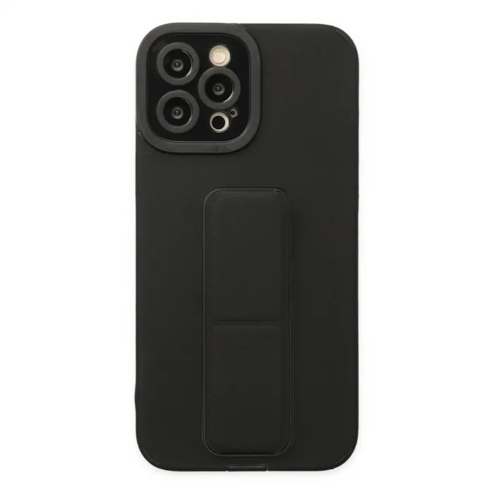Apple İphone 12 Pro Max Kılıf Mega Standlı Silikon - Siyah