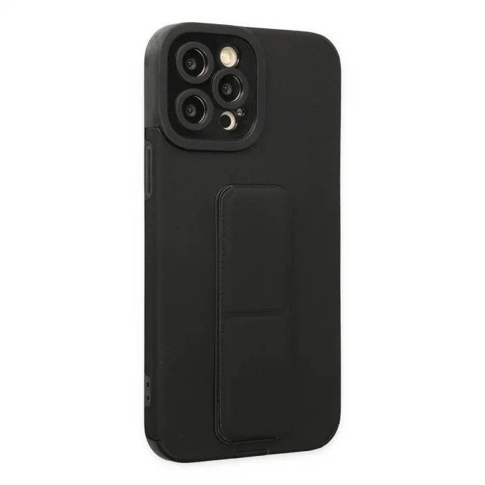 Apple İphone 12 Pro Max Kılıf Mega Standlı Silikon - Siyah