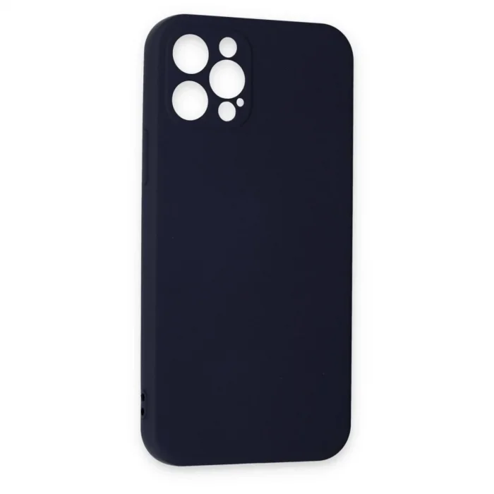 İphone 12 Pro Max Kılıf Nano İçi Kadife Silikon - Lacivert