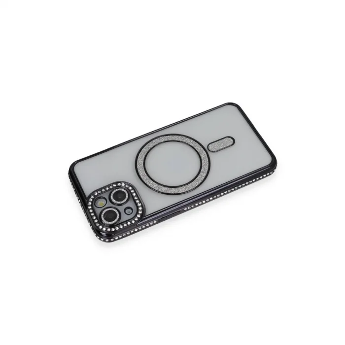 Apple İphone 13 Kılıf Joke Simli Magneticsafe Kılıf - Siyah