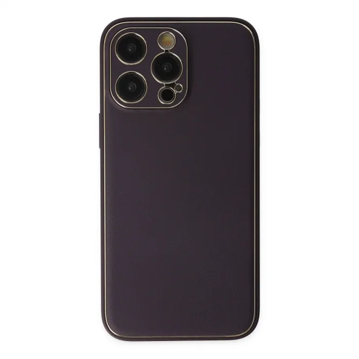 Apple İphone 13 Pro Kılıf Coco Deri Silikon Kapak - Derin Mor
