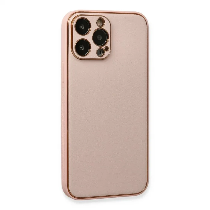 Apple İphone 13 Pro Kılıf Coco Deri Silikon Kapak - Pembe