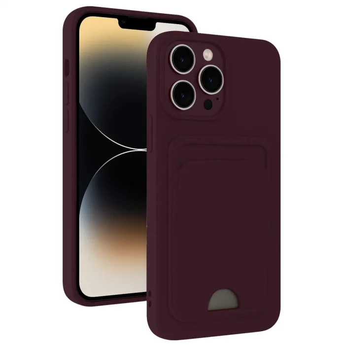 İphone 13 Pro Kılıf Kelvin Kartvizitli Silikon - Derin Mor