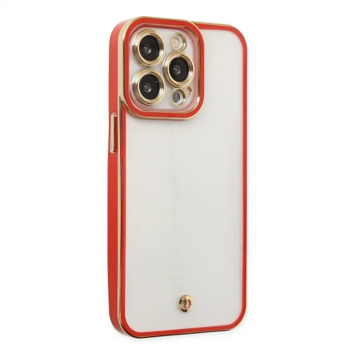 İphone 13 Pro Kılıf Liva Lens Silikon - Kırmızı
