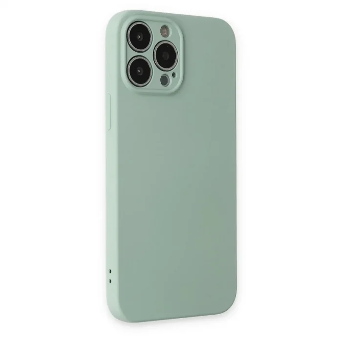 Apple İphone 13 Pro Kılıf Nano İçi Kadife Silikon - Su Yeşili