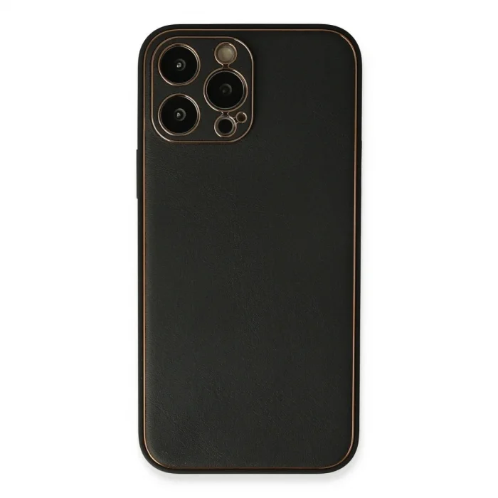 Apple İphone 13 Pro Max Kılıf Coco Deri Silikon Kapak - Siyah