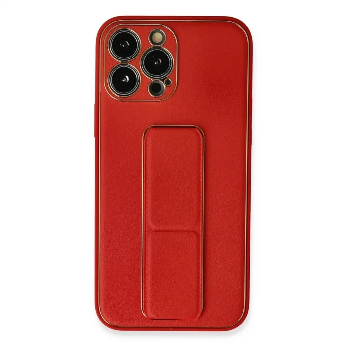 Apple İphone 13 Pro Max Kılıf Coco Deri Standlı Kapak - Kırmızı