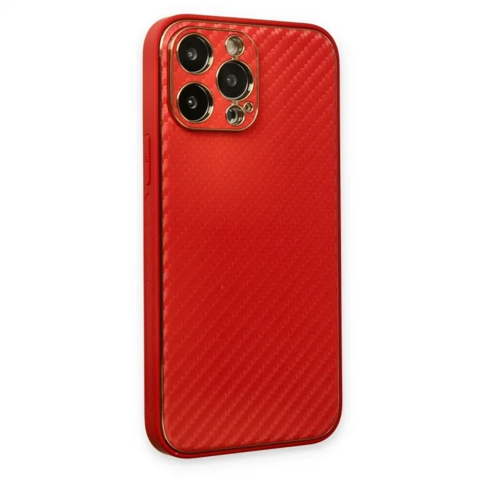 Apple İphone 13 Pro Max Kılıf Coco Karbon Silikon - Kırmızı