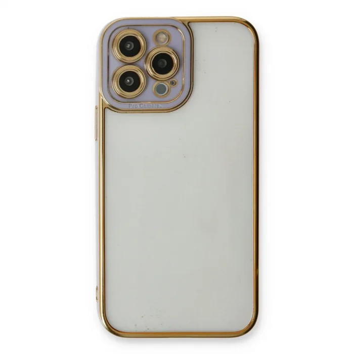 İphone 13 Pro Max Kılıf Liva Lens Silikon - Lila