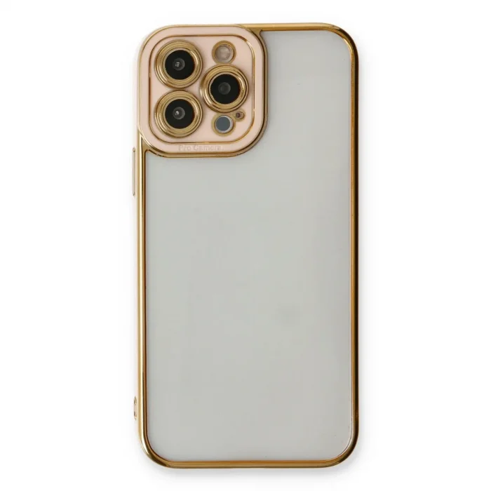 İphone 13 Pro Max Kılıf Liva Lens Silikon - Pudra