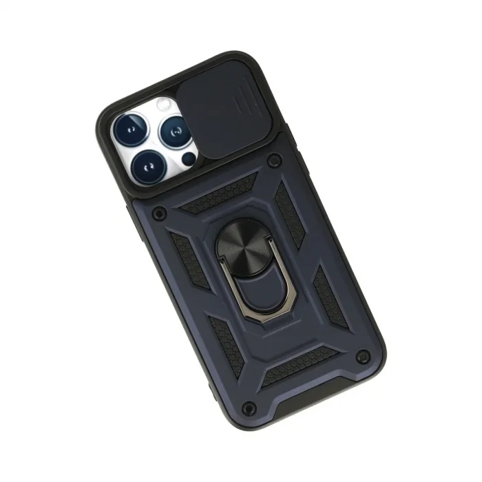 Apple İphone 13 Pro Max Kılıf Pars Lens Yüzüklü Silikon - Lacivert