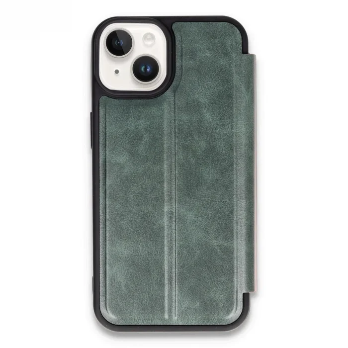 Apple İphone 14 Kılıf Flip Cover - Koyu Yeşil