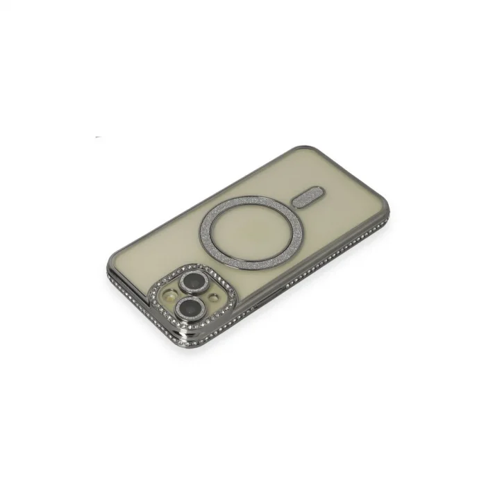 Apple İphone 14 Kılıf Joke Simli Magneticsafe Kılıf - Gri
