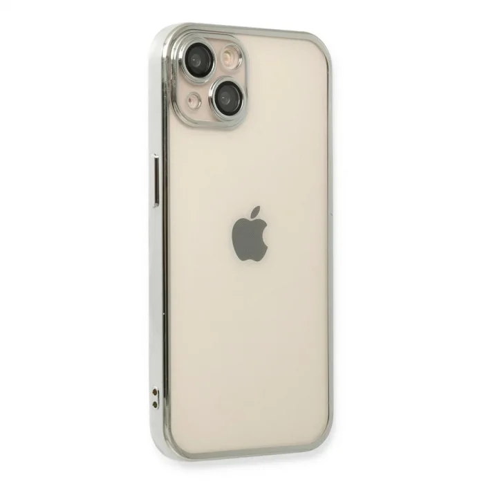 Apple İphone 14 Kılıf Razer Lensli Silikon - Gümüş