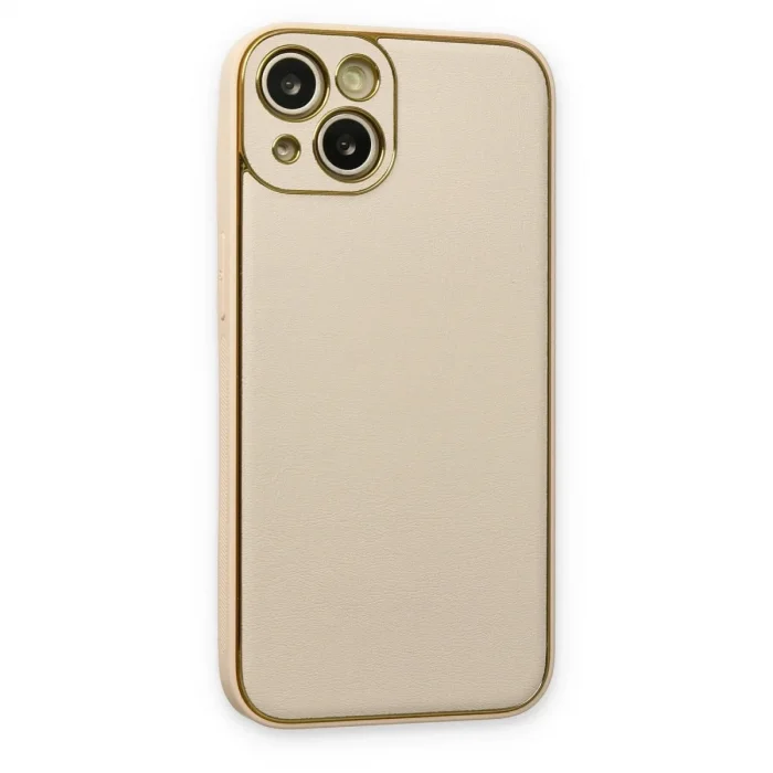 Apple İphone 14 Plus Kılıf Coco Deri Silikon Kapak - Gold
