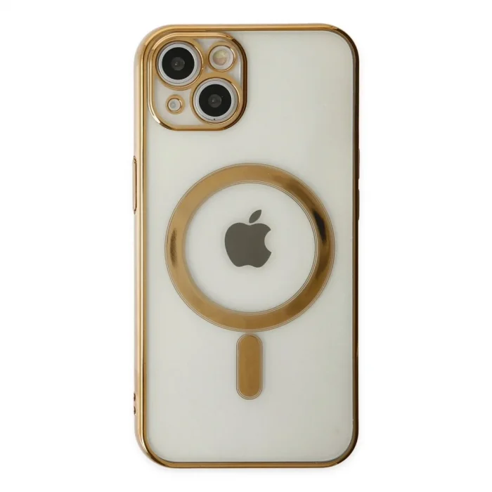Apple İphone 14 Plus Kılıf Magneticsafe Lazer Silikon - Gold