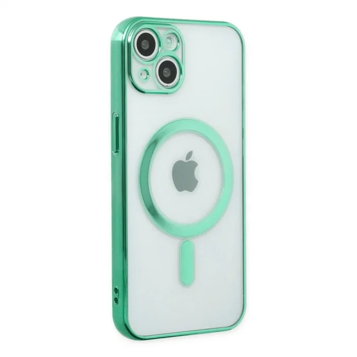 Apple İphone 14 Plus Kılıf Magneticsafe Lazer Silikon - Haki Yeşil