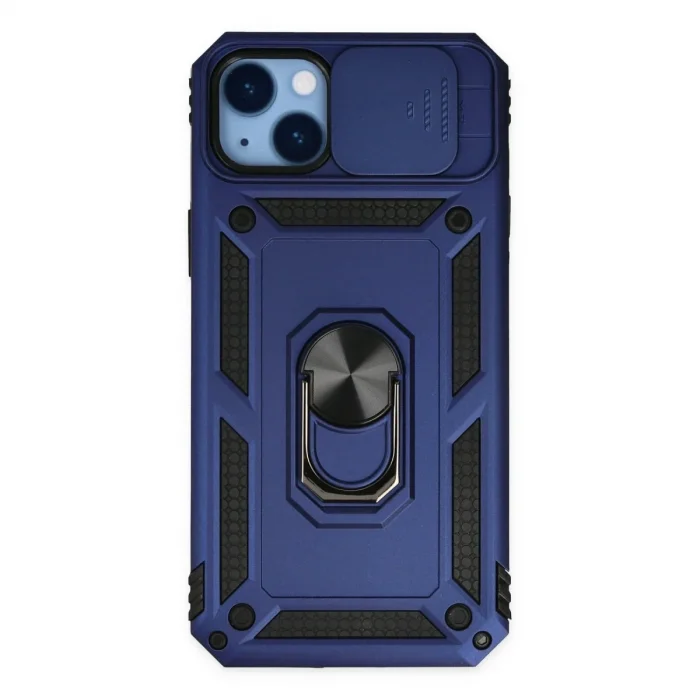 Apple İphone 14 Plus Kılıf Pars Lens Yüzüklü Silikon - Lacivert